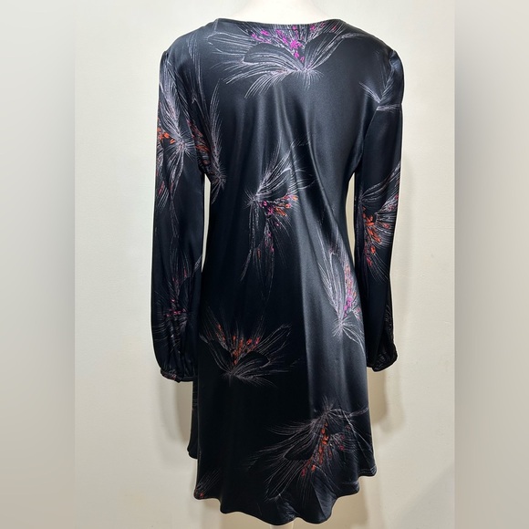 Amanda Uprichard 100% Silk Long Sleeve Deep V Neck Exotic Floral Mini Dress - Picture 6 of 14